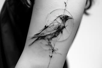 draw custom fine line and blackwork tattoo design art