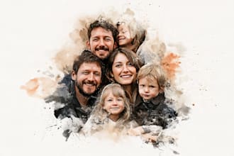 custom watercolor family portrait