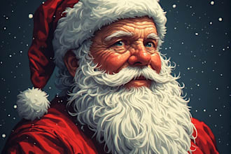 design a magical santa claus portrait illustration