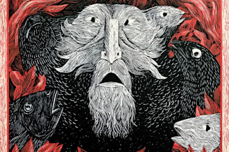 do draw high quality illustration in linocut style