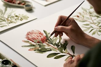 draw realistic watercolor botanical and floral illustration