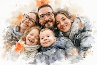 make watercolor family portrait