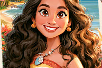 draw cartoon portrait in disney cartoon illustration