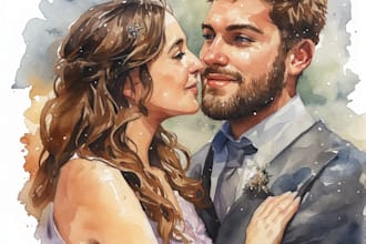 draw a watercolor couple portrait