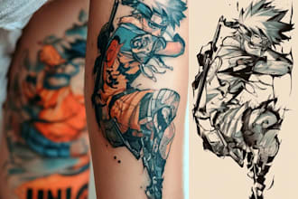 design coloring anime tattoo artwork for you