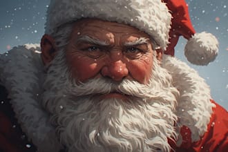 illustrate original santa character portraits