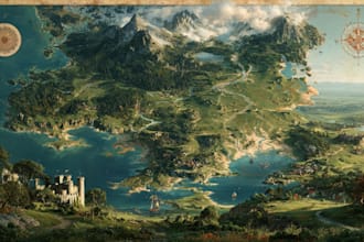 draw a custom fantasy map illustration for your novel