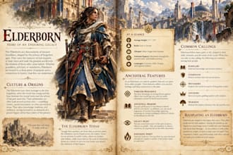 design ttrpg rulebook layout, dnd PDF formatting and rpg book design