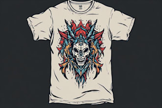 design detailed graphic t shirt artwork for apparel and merch