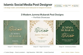 design modern islamic posts and youtube thumbnails