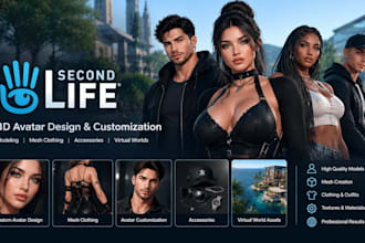 second life 3d avatar design modelling mesh clothing customization virtual world