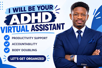 adhd virtual assistant for productivity, accountability and body doubling