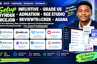 setup influitive grade us bynder admation rge studio nicejob reviewtracker asana