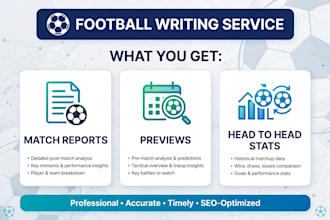 write premier league football articles blogs and matchreport
