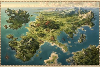 draw a fantasy map, vector map illustration vector