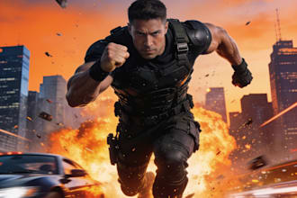 create action packed movie poster, film poster design