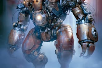 design a stunning sci fi robot character art and designs