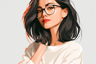 create custom flat cartoon character illustrations
