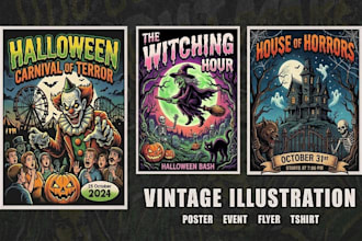 design a spooky halloween flyer tshirt party poster event banner and invitation