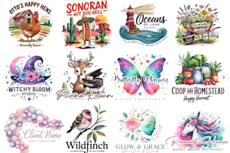 design watercolour botanical logo label