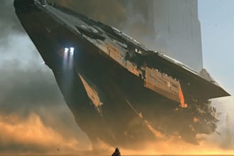 custom spaceship illustration and futuristic spacecraft design