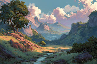 create fantasy landscape illustrations