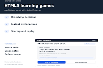 create an HTML5 learning quiz or branded browser game