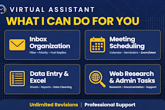 be your reliable virtual assistant and data enty