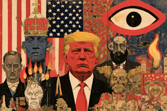 drawing a political or satirical cartoon