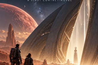 create futuristic sci fi book cover designs with cinematic artwork