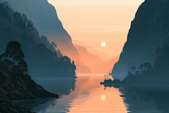 draw professional vector landscape illustration