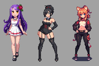 create pixel art logo, object, icons, pets or character for game art or brand