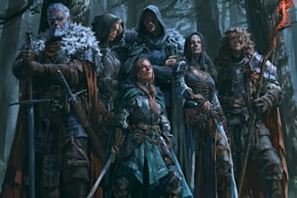 create a full body dnd adventuring party illustration