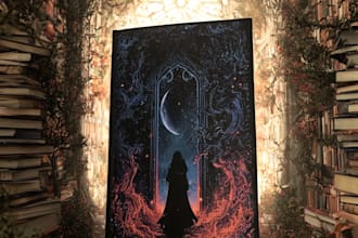 illustrate a dark fantasy or art nouveau book cover