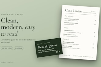 design a modern restaurant menu ready to print and for qr