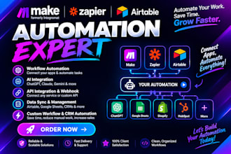 build your make, zapier and airtable ai automation workflows