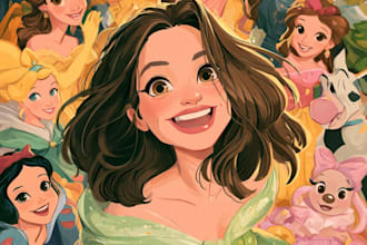 make a disney cartoon illustration