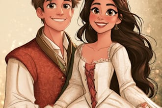 illustrate you as an original disney style princess or prince