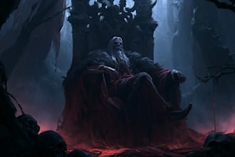illustrate a sinister gothic villain or cursed character