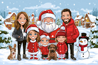 illustration for holiday christmas, family