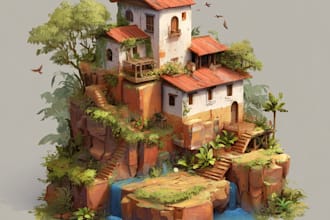 create 2d environment concept art, design, illustration for