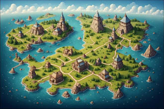 draw a fantasy map with digital watercolours