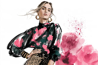 draw fashion illustration , sketch , model