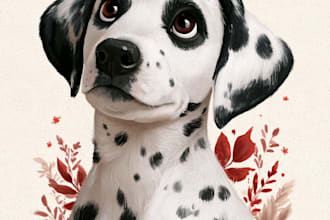 draw your dog cat custom pet portrait illustration