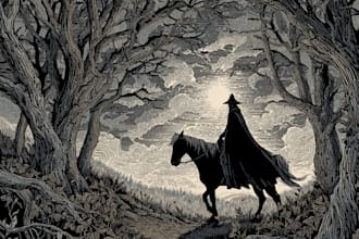 draw medieval and gothic linocut illustrations
