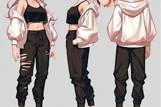 draw character reference sheet for your oc, vtuber