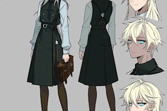 draw character sheet design for your oc, vtuber