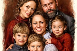create amazing family portrait watercolor portrait