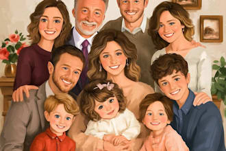 family portrait illustration and friendship portrait