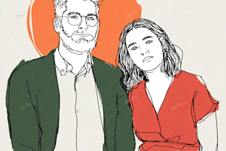 draw couple portrait wedding portrait illustration